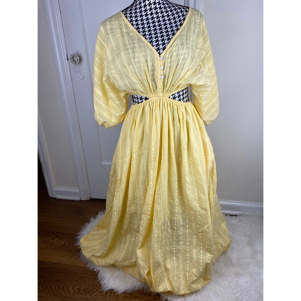 Petal & Pup Pale Yellow Maxi Dress with Cutout Waist